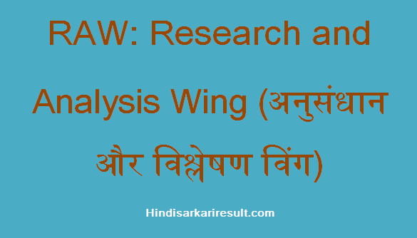 research and analysis wing meaning in hindi