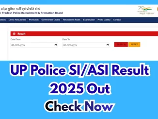 UP Police SI Result 2025 OUT