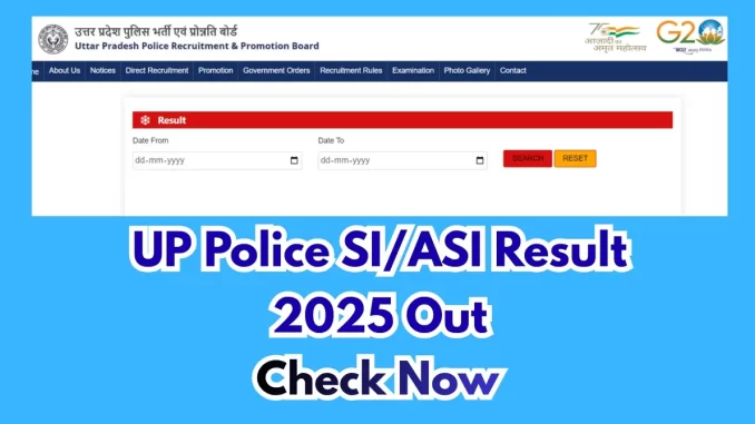 UP Police SI Result 2025 OUT